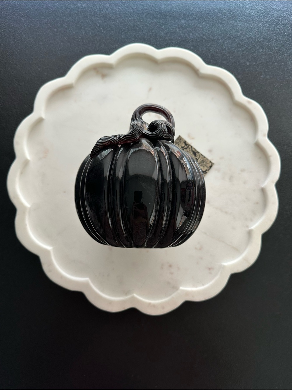 Christian Siriano Black Glass Pumpkin Decor